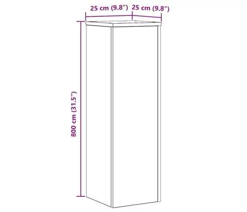 Taimede Alus 2 Pcs Must Tamm 25 X 25 X 80 Cm Tehispuit