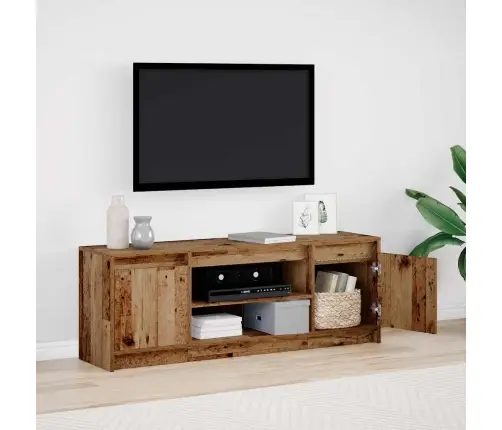 Tv Skapītis Ar Led - Vecs Koks, 139.5X34X50 Cm, Izgatavots No Inženieru Koka Vidaxl