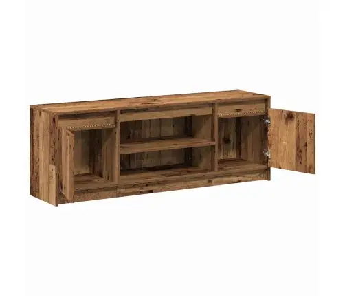 Tv Skapītis Ar Led - Vecs Koks, 139.5X34X50 Cm, Izgatavots No Inženieru Koka Vidaxl