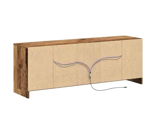 Tv Skapītis Ar Led - Vecs Koks, 139.5X34X50 Cm, Izgatavots No Inženieru Koka Vidaxl