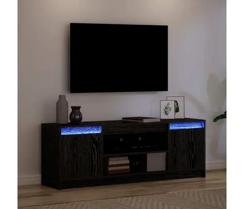 Tv Skapītis Ar Led Melnā Ozolkoka, 139.5X34X50 Cm, No Inženiertehniskās Koksnes Vidaxl Tv Skapītis Ar Led Melnā Ozolkoka, 139.5X34X50 Cm, No Inženiertehniskās Koksnes Vidaxl