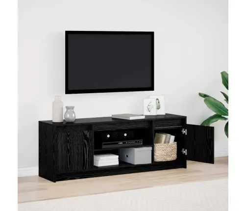 Tv Skapītis Ar Led Melnā Ozolkoka, 139.5X34X50 Cm, No Inženiertehniskās Koksnes Vidaxl Tv Skapītis Ar Led Melnā Ozolkoka, 139.5X34X50 Cm, No Inženiertehniskās Koksnes Vidaxl