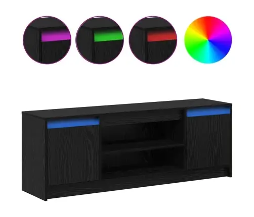 Tv Skapītis Ar Led Melnā Ozolkoka, 139.5X34X50 Cm, No Inženiertehniskās Koksnes Vidaxl Tv Skapītis Ar Led Melnā Ozolkoka, 139.5X34X50 Cm, No Inženiertehniskās Koksnes Vidaxl