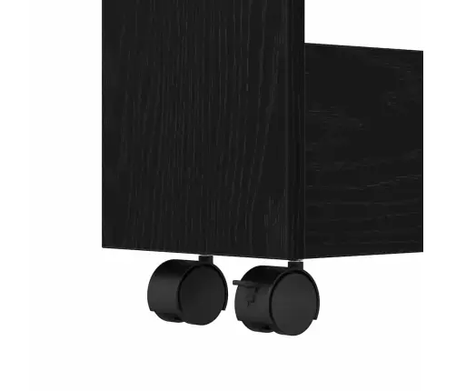 Šaurs Vannas Skapītis Ar Riteņiem Melns Ozols Inženierijas Koks Vidaxl