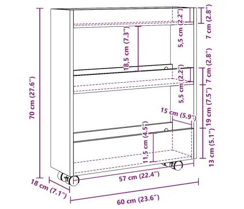 Šaurs Vannas Skapītis Ar Riteņiem Melns Ozols Inženierijas Koks Vidaxl