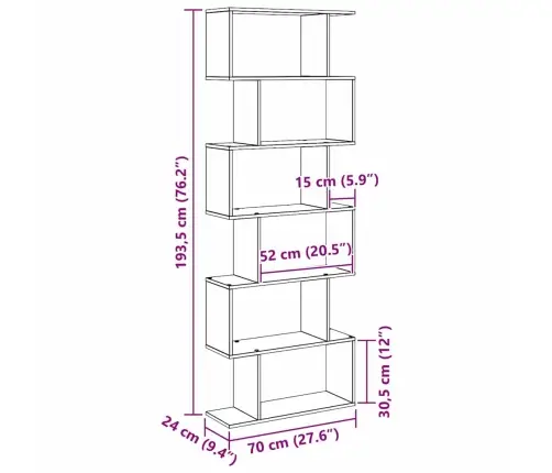 Grāmatu Skapis Melns Ozols - 70 X 24 X 193.5 Cm, Koks Vidaxl