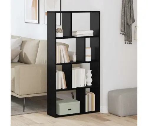 Melns Ozola Grāmatu Plaukts Melns Ozols Inženierētā Koksne Vidējs Vidaxl