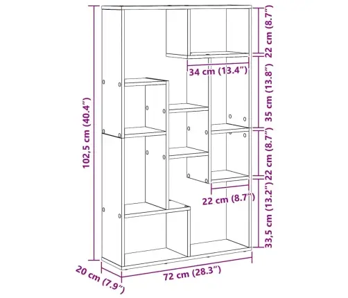 Lihtne Raamatukapp Käsitöötamm 72 X 20 X 120 Cm Tehispuit