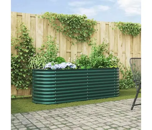 Dārza Paceltā Gulta, Zaļā, 240X80X81 Cm, Cinkots Tērauds Vidaxl