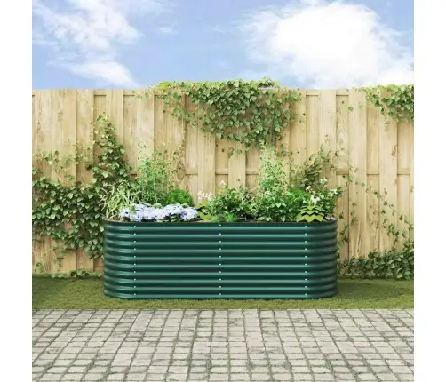 Dārza Paceltā Gulta, Zaļā, 240X80X81 Cm, Cinkots Tērauds Vidaxl