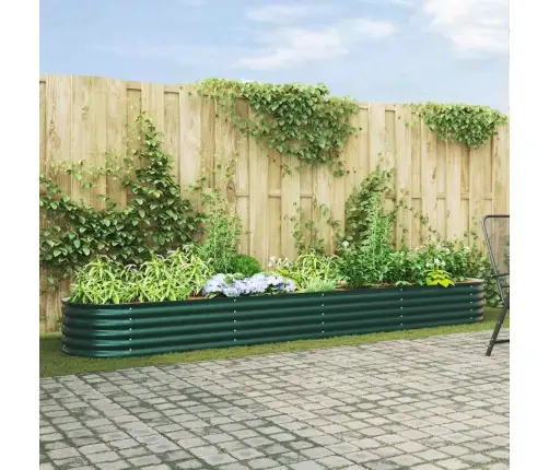 Dārza Paaugstināta Gulta, Zaļa, 400X80X44 Cm, Cinkots Tērauds Vidaxl