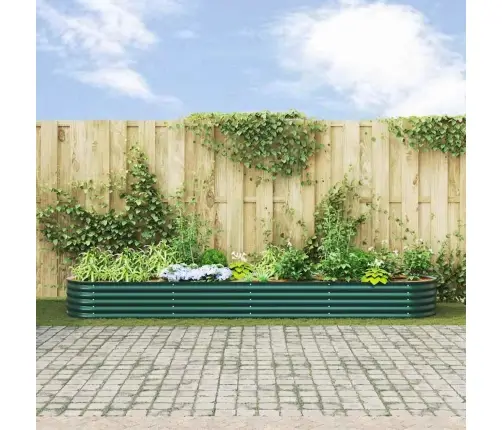 Dārza Paaugstināta Gulta, Zaļa, 400X80X44 Cm, Cinkots Tērauds Vidaxl