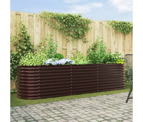 Dārza Paceltā Gulta Brūna 320X80X81 Cm Cinkots Tērauds Vidaxl