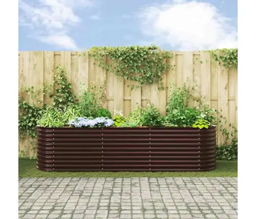 Dārza Paceltā Gulta Brūna 320X80X81 Cm Cinkots Tērauds Vidaxl