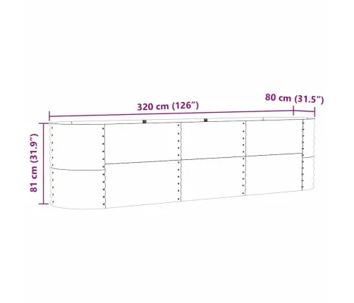 Dārza Paceltā Gulta Brūna 320X80X81 Cm Cinkots Tērauds Vidaxl