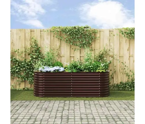 Dārzs Augstais Gultas Noma Brūnā 240X80X81 Cm Cinkots Tērauds Vidaxl