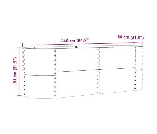 Dārzs Augstais Gultas Noma Brūnā 240X80X81 Cm Cinkots Tērauds Vidaxl