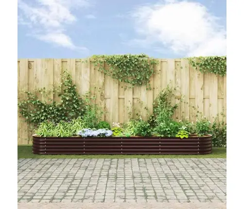 Dārza Pacelta Gulta Brūnā Krāsā, Izmēri 400X80X44 Cm, Izgatavota No Galvanizēta Tērauda Vidaxl