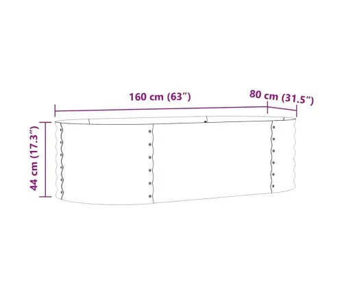 Dārza Pacelta Gulta Brūna 160X80X44 Cm Cinkots Tērauds Vidaxl
