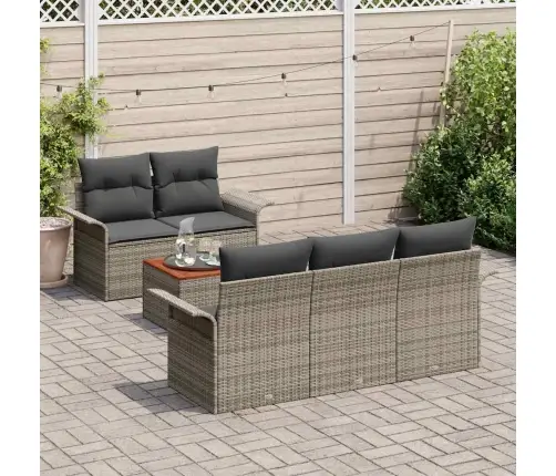 6 Daļu Dārza Dīvānu Komplekts Ar Spilveniem Pelēks Polietilēna Rotangpalma Akācija Vidaxl