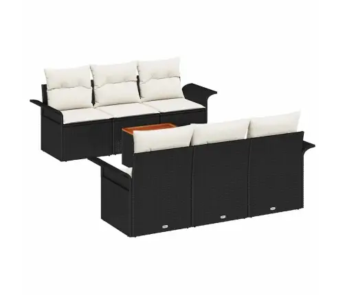 7 Daļu Dārza Dīvānu Komplekts Ar Spilveniem Melnā Poliratanā Vidaxl