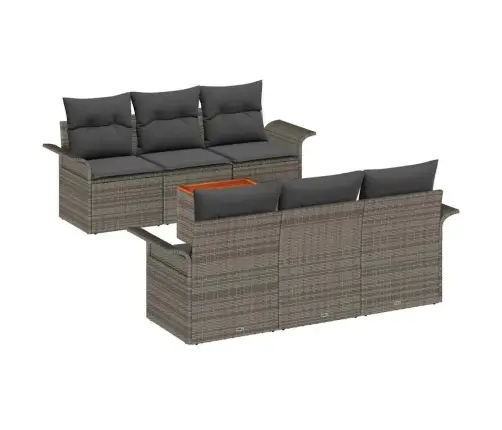 7 Daļu Dārza Dīvānu Komplekts Ar Spilveniem, Pelēks, Poliratanas, Akācija Vidaxl