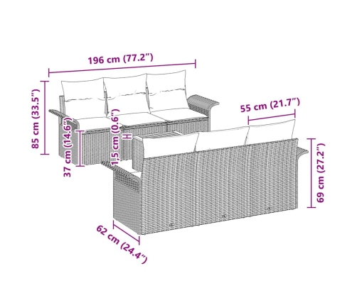 Sodo Sofų Rinkinys 7 Pcs Smėlio Poli Ratanas
