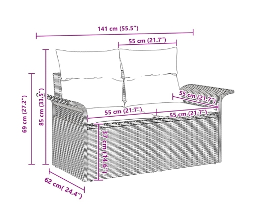 Sodo Sofų Rinkinys 7 Pcs Smėlio Poli Ratanas
