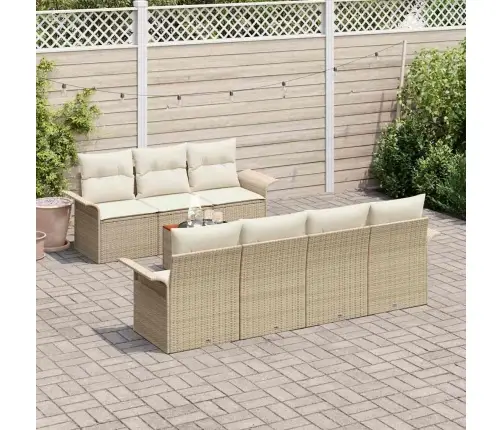 8 Gabalu Dārza Dīvānu Komplekts Ar Spilveniem Bēšs Poli Rotangpalma Akācija Vidaxl