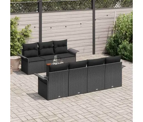 8 Gabalu Dārza Dīvānu Komplekts Ar Spilveniem Melnā Poliratanā Vidaxl