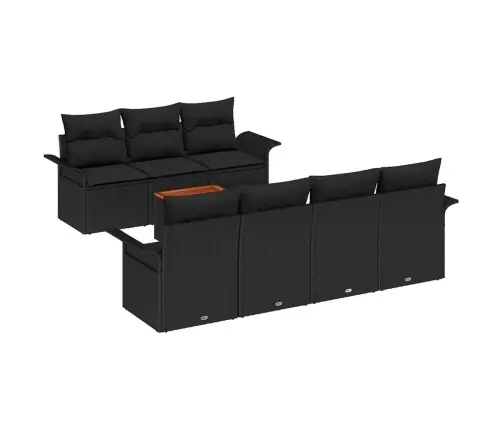 8 Gabalu Dārza Dīvānu Komplekts Ar Spilveniem Melnā Poliratanā Vidaxl