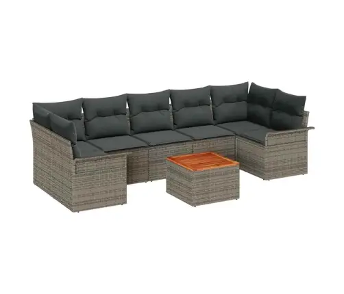 8 Daļu Dārza Dīvāna Komplekts Ar Spilveniem Pelēks Poli Rotangpalma Akācija Vidaxl