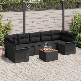 Sodo Sofų Rinkinys 8 Pcs Juoda Poli Ratanas