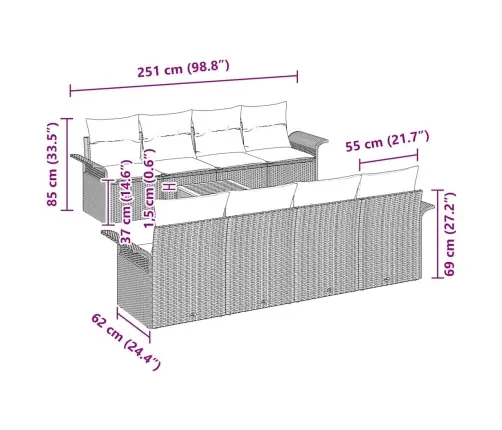 Aia Diivanikomplekt 9 Pcs Must Polürooster
