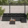 Sodo Sofų Rinkinys 7 Pcs Juoda Poli Ratanas