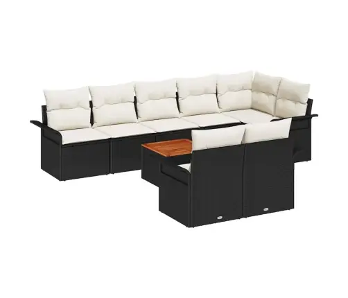 9 Gabalu Dārza Dīvānu Komplekts Ar Spilveniem Melns Poli Rotangpalma Akācija Vidaxl