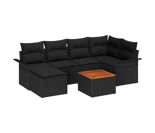 Sodo Sofų Rinkinys 7 Pcs Juoda Poli Ratanas
