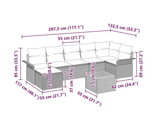 Aia Diivanikomplekt 8 Pcs Beež Polürooster Aia Diivanikomplekt 8 Pcs Beež Polürooster