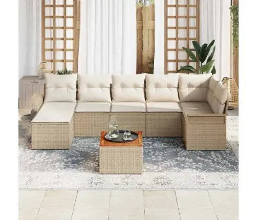 Aia Diivanikomplekt Padjaga 8 Pcs Beež Polürotang