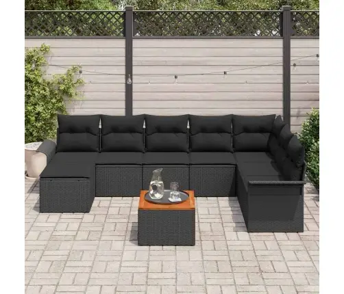 Aia Diivanikomplekt Padjaga 9 Pcs Must Polürotang