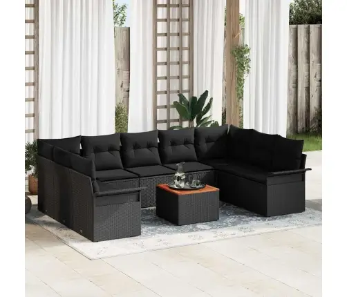 Dārza Dīvānu Komplekts 10 Pcs Melna Poliūtu Rotangpalma Vidaxl