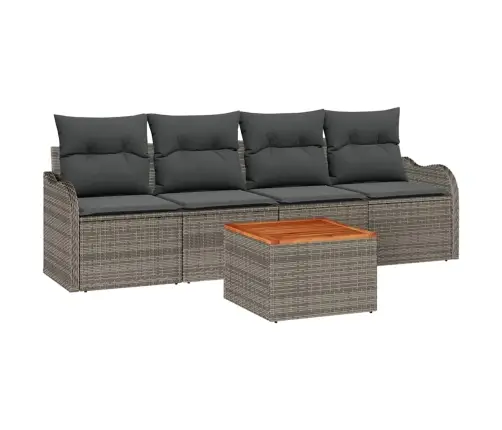 Sodo Sofų Rinkinys 5 Pcs Pilka Poli Ratanas