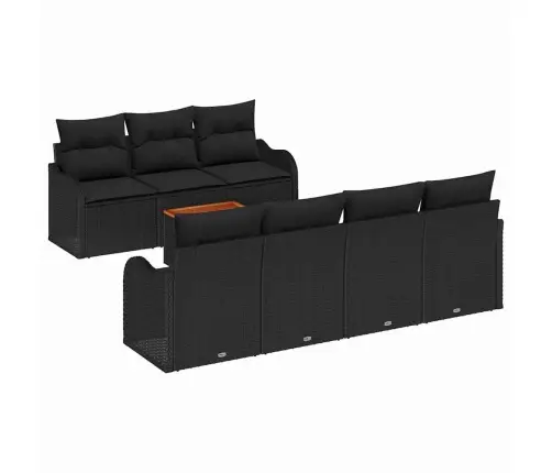 Sodo Sofų Rinkinys Su Pagalve 8 Pcs Juoda Poliratanas