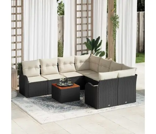 Aia Diivanikomplekt Padjaga 9 Pcs Must Polürotang