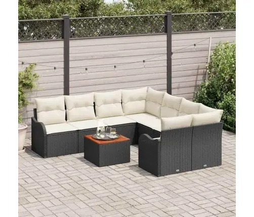 Aia Diivanikomplekt Padjaga 9 Pcs Must Polürotang