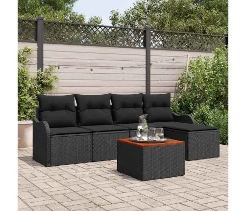 Aia Diivanikomplekt Padjaga 6 Pcs Must Polürotang