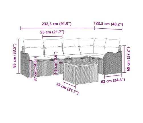 Aia Diivanikomplekt Padjaga 6 Pcs Hall Polürotang