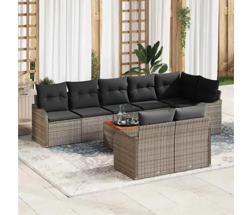 9 Sēdvietu Dārza Dīvānu Komplekts Ar Spilveniem Pelēks Poli Rotangpalma Akācija Vidaxl