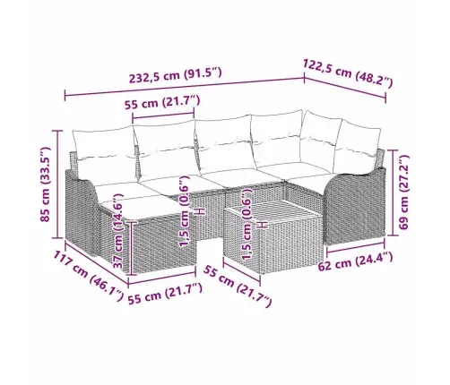 7 Daļu Dārza Dīvānu Komplekts Ar Spilveniem Bēšs Poli Rotangpalma Akācija Vidaxl