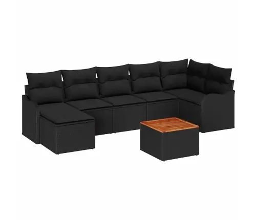 Sodo Sofų Rinkinys 8 Pcs Juoda Poli Ratanas